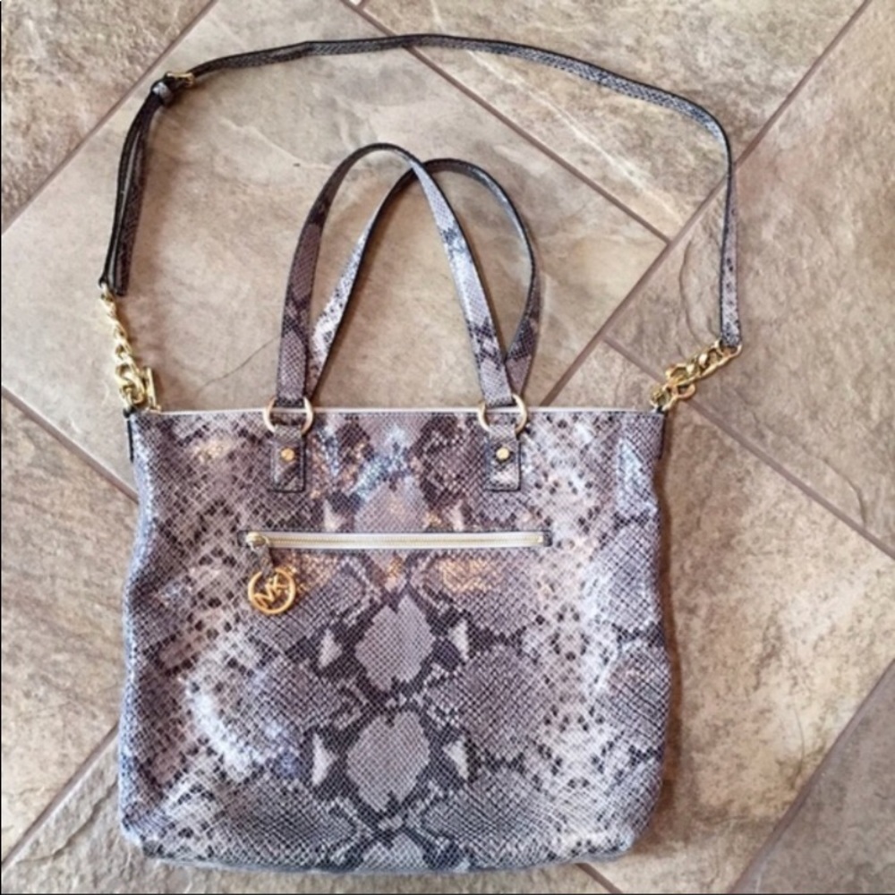 + nwot + MICHAEL KORS Suede Leather Python Bag